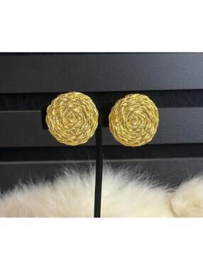 Paolo Gucci Gold-Tone Textured Clip-On Earrings - STAMPED